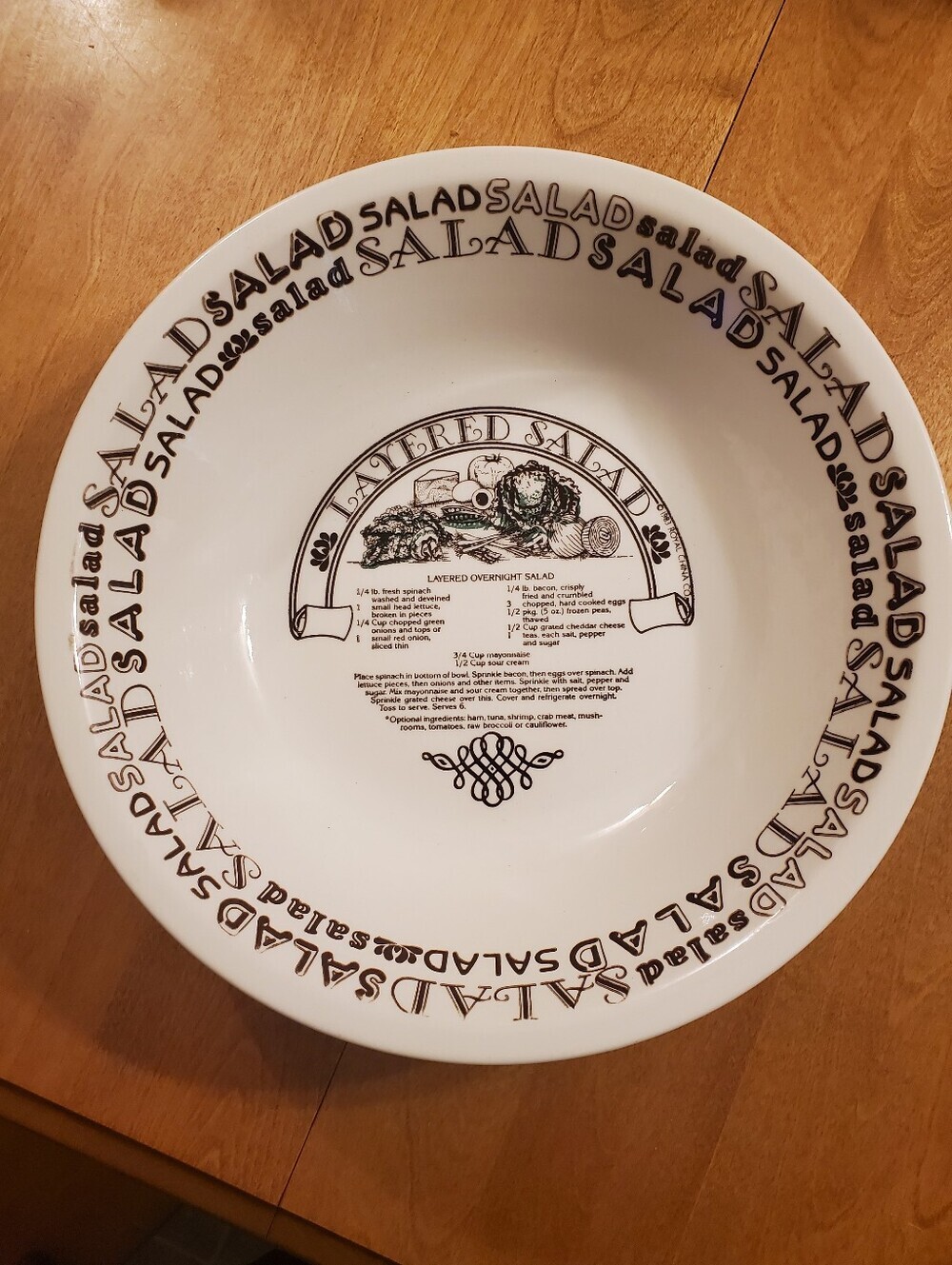 1983 Royal China Layered Overnight 24 Hour Salad Bowl - Garden Classics - USA